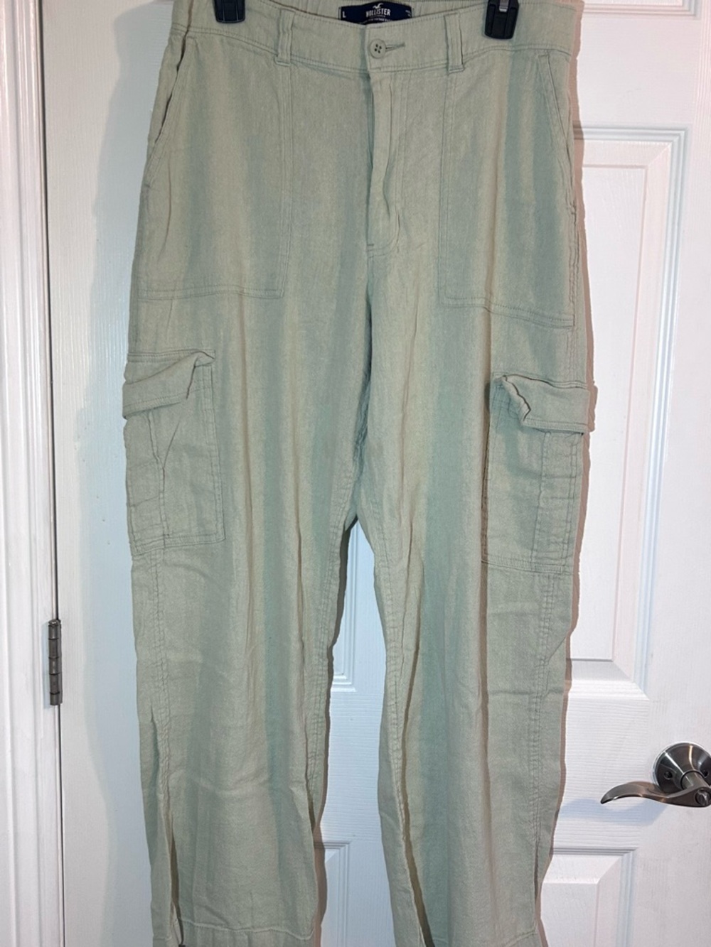 Hollister High Rise Vintage Baggy Cargo Casual Cargo Pants Light Green Sz L - Picture 2 of 7